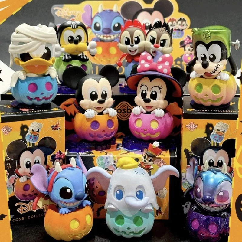 

New Genuine Disney Mickey Mouse And Friends Pumpkin Series Mystery Box Stitch Pvc Model Halloween Surprise Gift Collection Toys