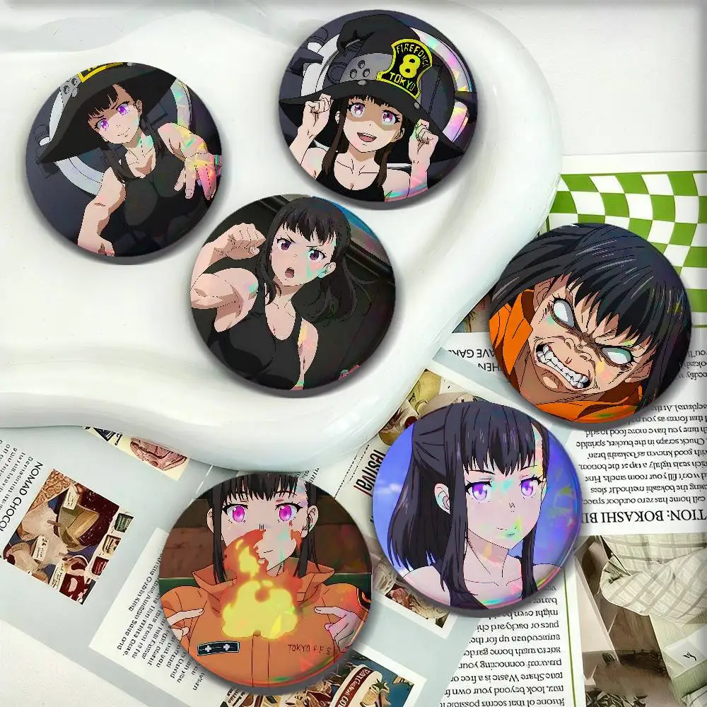 Cartoon Maki Oze For Badge Personalized Custom Laser Reflective Badge Hologram Metal Enamel Pin Brooch Souvenir Gift