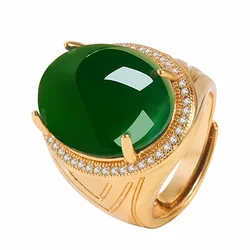 Silver Rings Green Gemstone Ring for Women Men Fine Jewelry Green Chrysoprase Female Luxury Ring