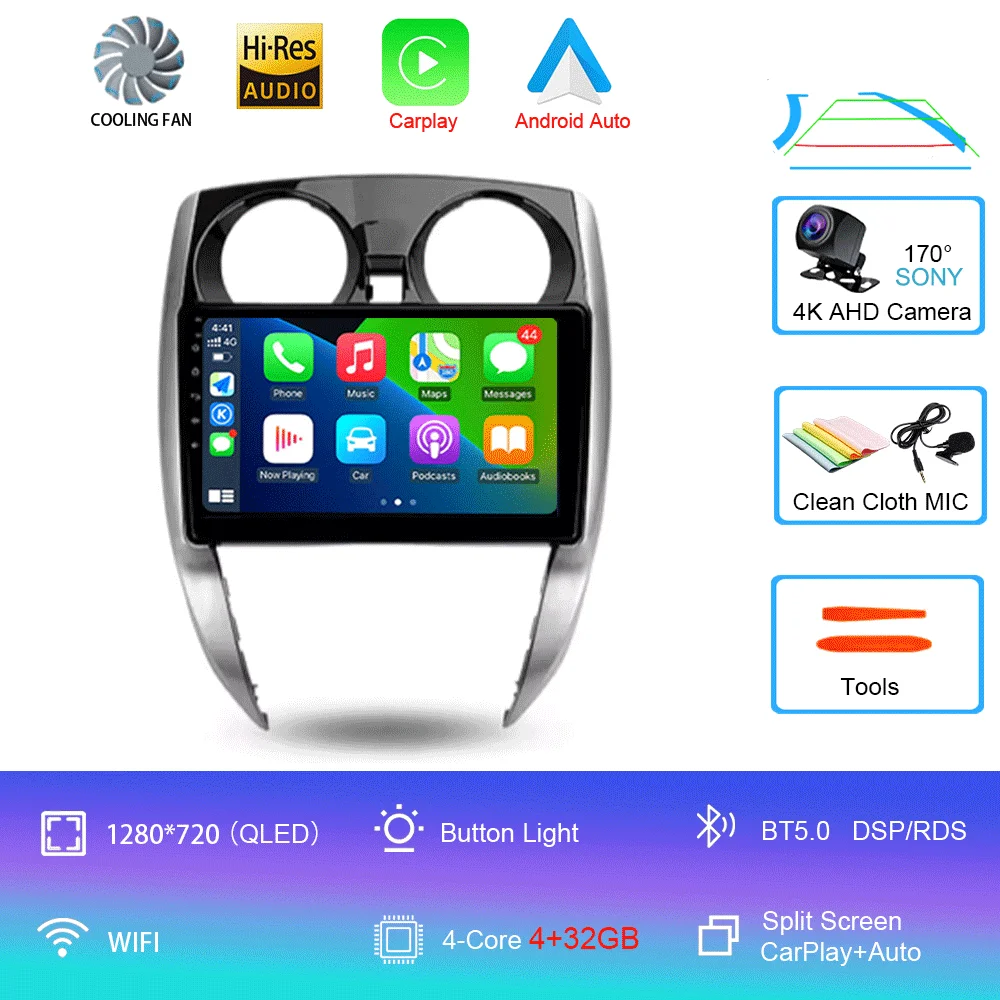 Nissan Note 2 E12 2012 - 2021 Carplay Auto 4G+WIFI GPS autoradio navigatie multimedia videospeler stereo BT Android 16