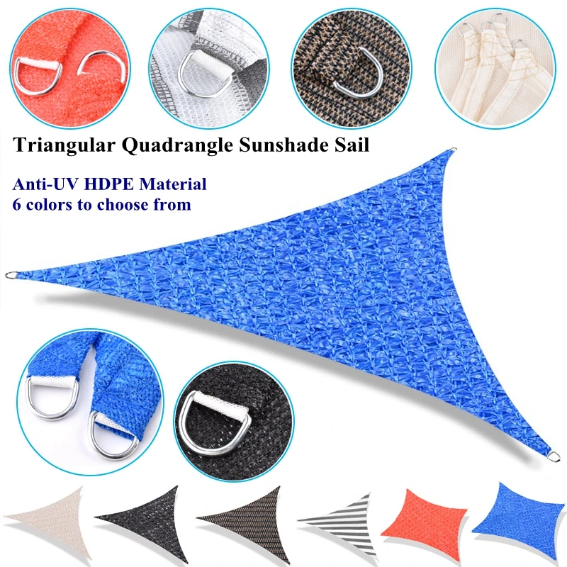 

6 Colors Anti-UV HDPE Triangular Sunshade Sail Quadrangle Outdoor Awning Garden Patio Sun Shelter Deck Beach Pool Shading Cloth