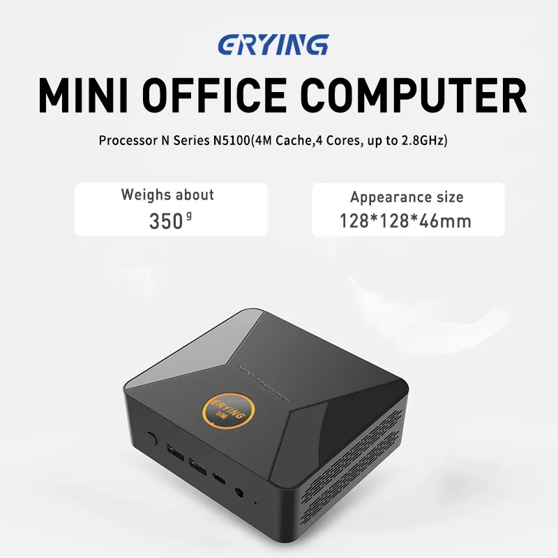 ERYING 11th Gen N5100 Mini PC DDR4 8GB 128GB 256GB SSD NVME Windows 11 Type C Gaming Desktop Computer