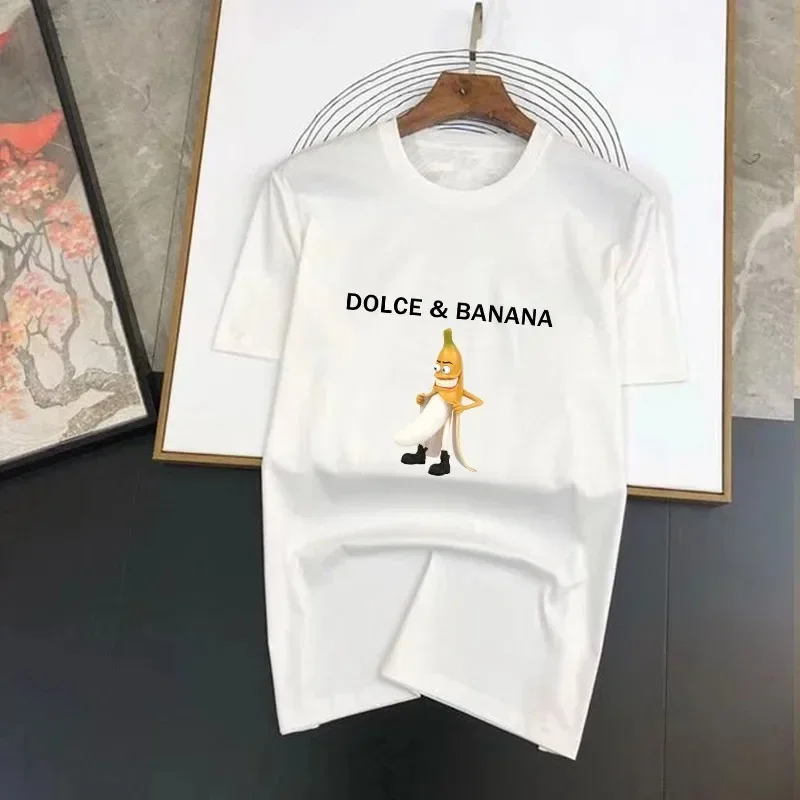 Dolce & Banana Cute Print Spring/Summer T-Shirt Men's Women's Short Sleeve Top Casual Pattern Oversized Fabric