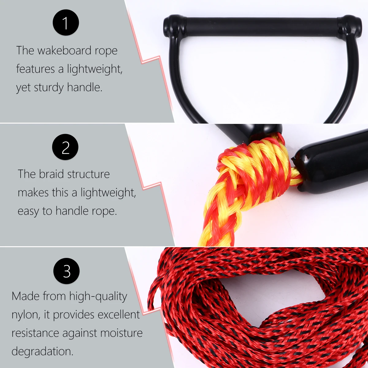 

Nylon Water Ski Rope Lightweight Durable H Wakeboard Kneeboard Boating Accessories Bright Color UV Resistance