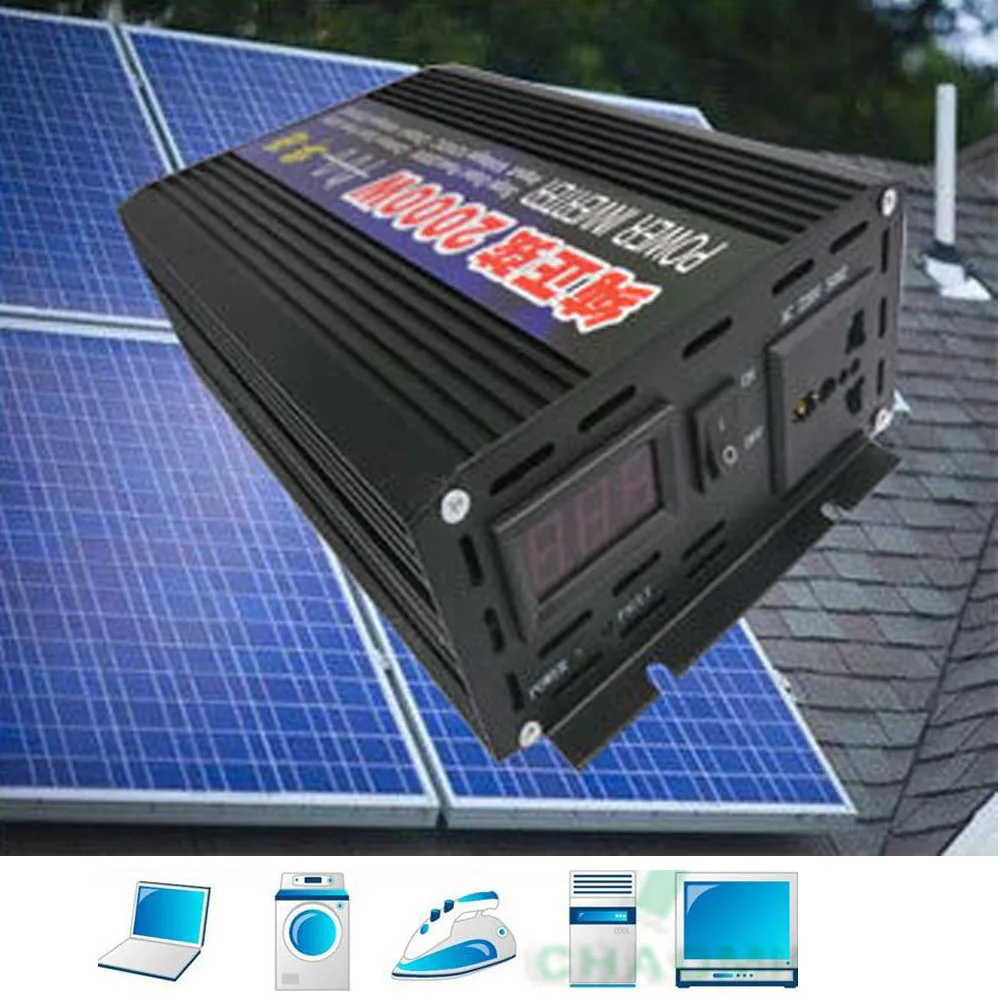 

Solar Pure Sine Wave Inverter LED Dual Digital Display High Power 12V 24V to 110V 1000W 1600W 2000W 3000W