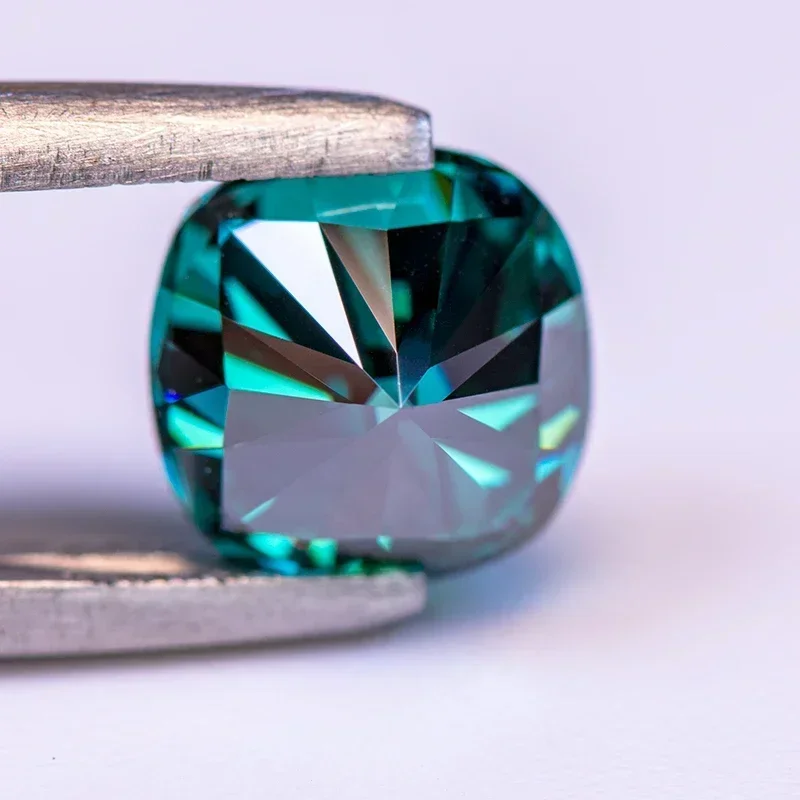 Moissanite cor natural verde esmeralda almofada corte vvs1 com certificado gra para encantos de pedras preciosas materiais de fabricação de jóias superiores