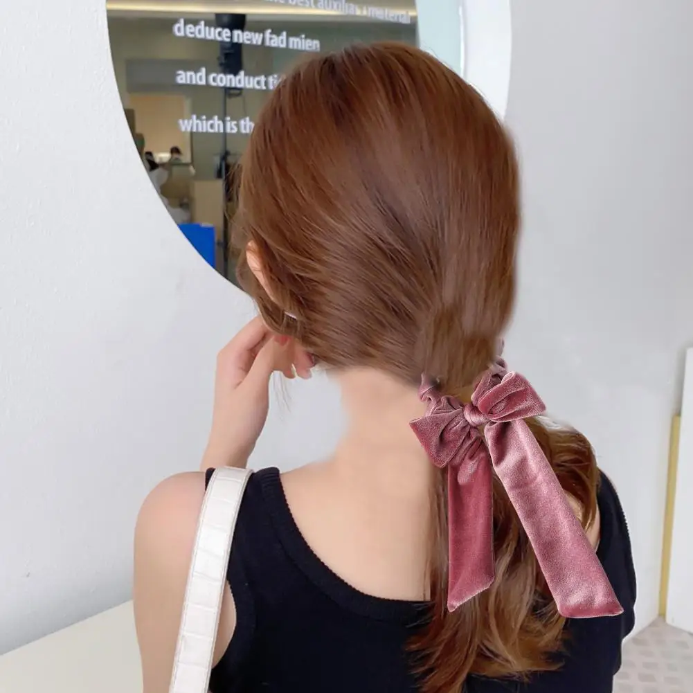 Hair Ring Elastic Band Scalp-friendly Hair Ring Velvet Cloth Ribbon Bowknot Hair Ring High Elastic Decorative Tie Accessory