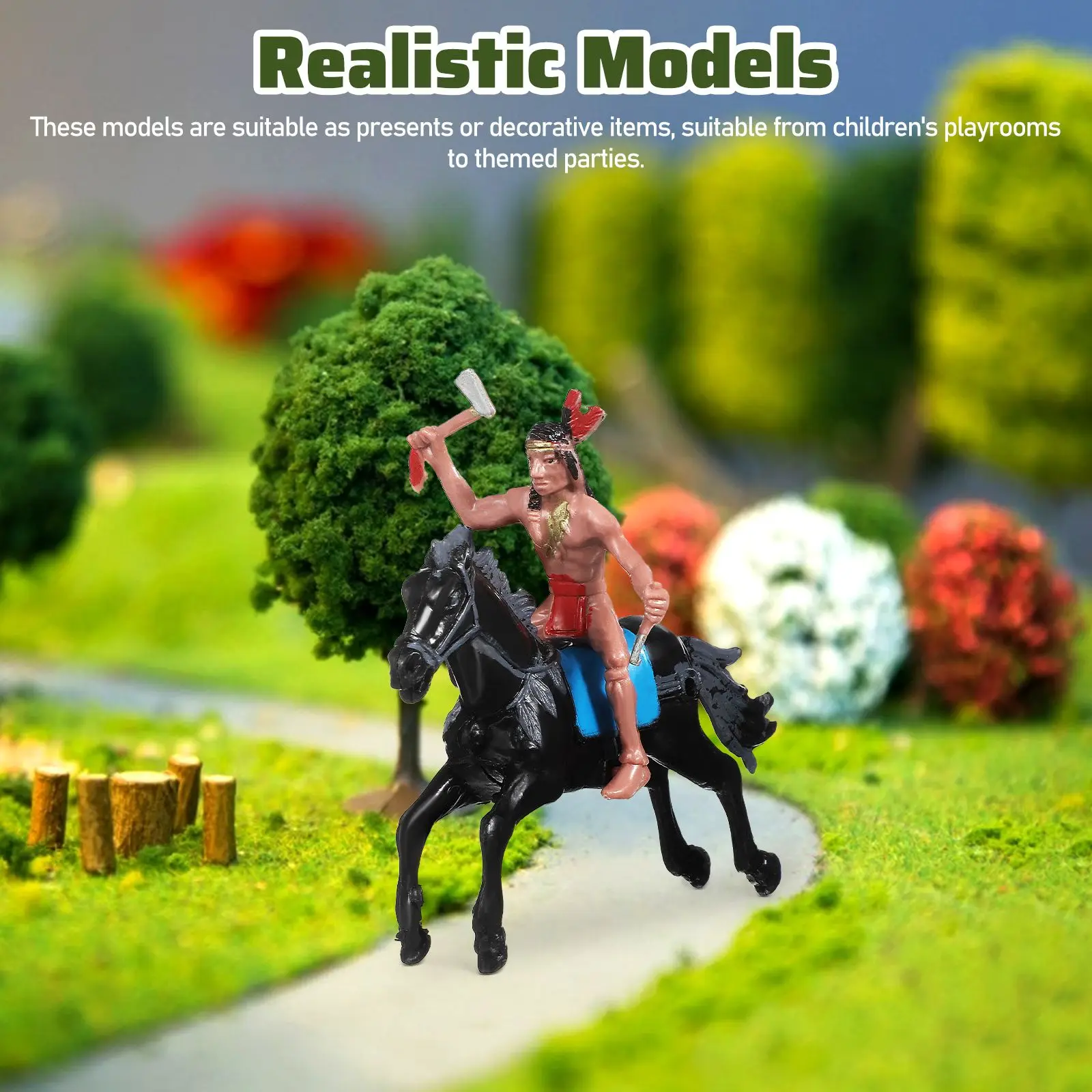 Cowboy Toys Plastic Figures Decorations Riding Figures Kids Models Character Model Toy Lifelike Details Strong Sturdy Compact