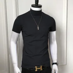 High Neck Summer Men's Clothing Luxury Golf Functional Short Sleeve Tee Men Men's Modal Base Layer Tees Tops Oversize T-shirt