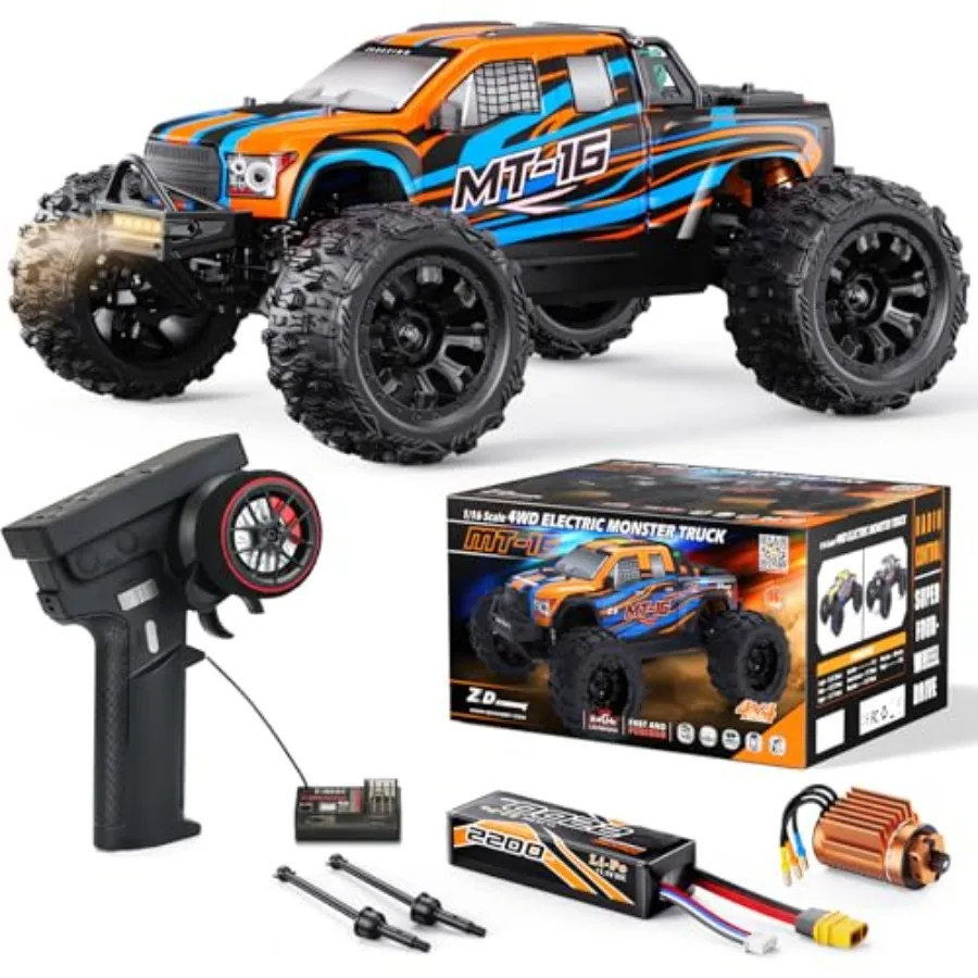 

ZD Racing MT-16 1/16 50MPH Brushless 4WD RC Truck Upgradeable All-Terrain Remote Control Car with 3S Battery Waterproof Fast Of
