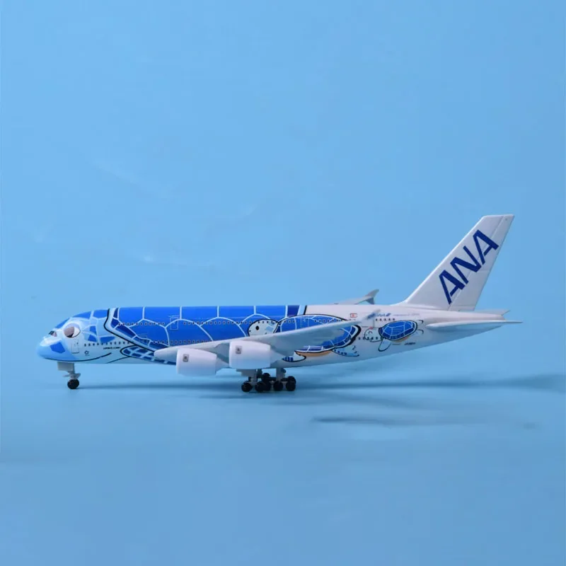 20CM 1:400 Scale A380 ANA Turtle Airlines Airplanes Plane Aircraft With Landing Gears Alloy Model Toy For Collections