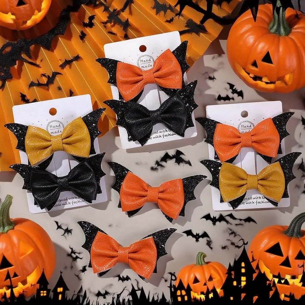 

2pcs Halloween Bat Wing Bow Hair Clips for Girls Cosplay Headwear Bangs Clips Theme Party Performance Headdress