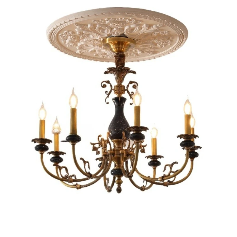 

American retro living room chandelier 2025 new light French candle all copper villa dining room chandelier