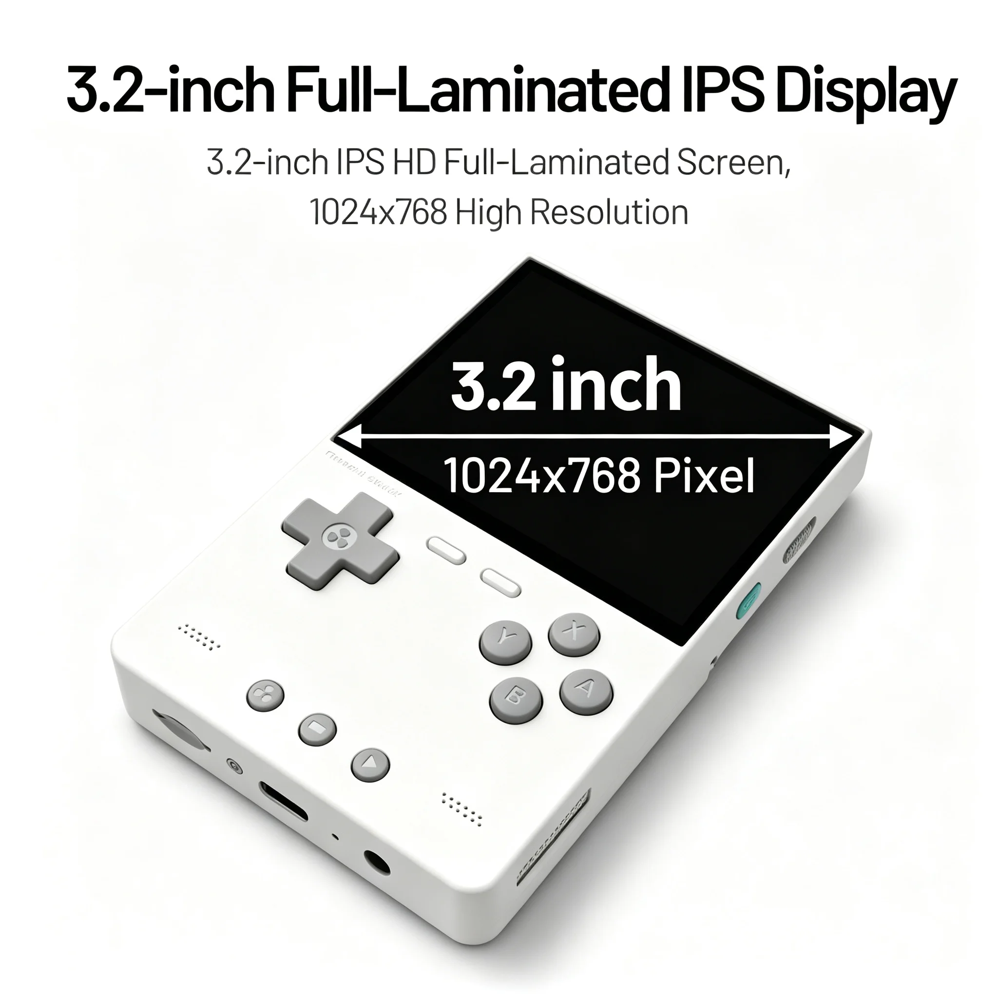 Consola de juegos retro portátil TRIMUI, pantalla IPS de 3,2 pulgadas y resolución 1024x768, 400 PPI, sistema Linux, batería de 3000 mAh, reproductor de juegos de código abierto, con teclas LED de diferentes colores, ideal como regalo de Navidad.