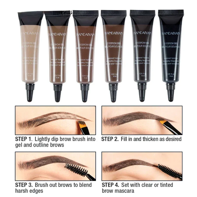 1pc Natural Liquid Dyeing Eyebrow Cream Set Brown Tint Eyebrow Henna Mascara Eyebrow Paint Makeup Waterproof Durable New 6Colors