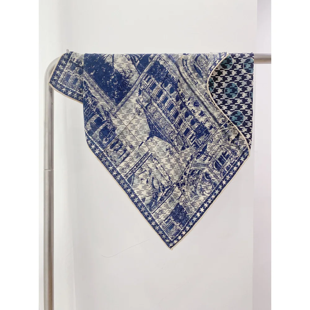 

Two-Faced Scarf Silk Wool Blend Scarfs Women Luxury Small Shawls Square Bandanas Handkerchief Lover Gift 65CM 65CM