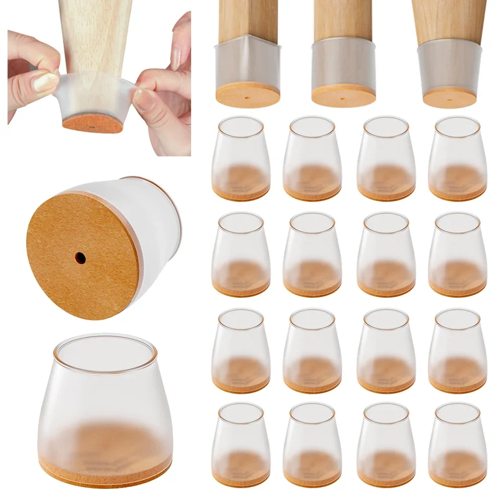 16Pcs/Set Silicone Table Leg Round Chair End Caps Anti-Slip Covers Scratch-Resistant Furniture Hardwood Floors Protector Bottom