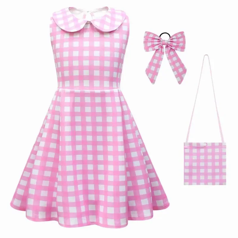 2023 Movie Barbi Kids Cosplay Pink Dresses for Girls Princess Birthday Party amanda petty Costume vestiti di Halloween Vestido