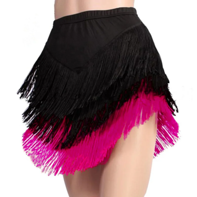 Adult Latin Dance Skirt Women\'s Dance Performance Costume Adult Three-layer Tassel Irregular Short Skirt Modern Dance Costume