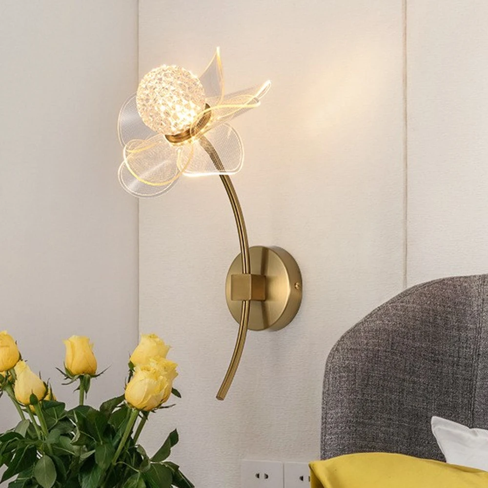 LED Wall Lamp Modern Flower Decoration Light Bedroom Bedside Light hotel Living Room Background Wall Lamp