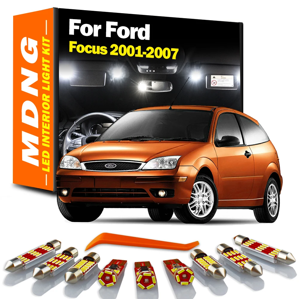 MDNG 11Pcs No Error For Ford Focus 2001 2002 2003 2004 2005 2006 2007 LED Bulbs Interior Map Dome Door Light Kit Car Accessories