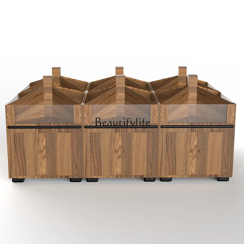 Gabinete de granos de supermercado, cubo de arroz de madera, cabeza de pila, semilla de melón, gabinete de frutos secos