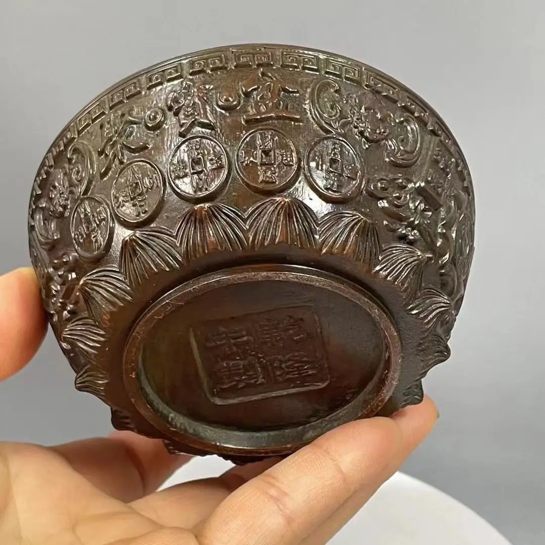 Antique Cornucopia Collection Relief Lucky Qianlong Year Home Furnishing Antique Ornament Wufu Linmen Living Room