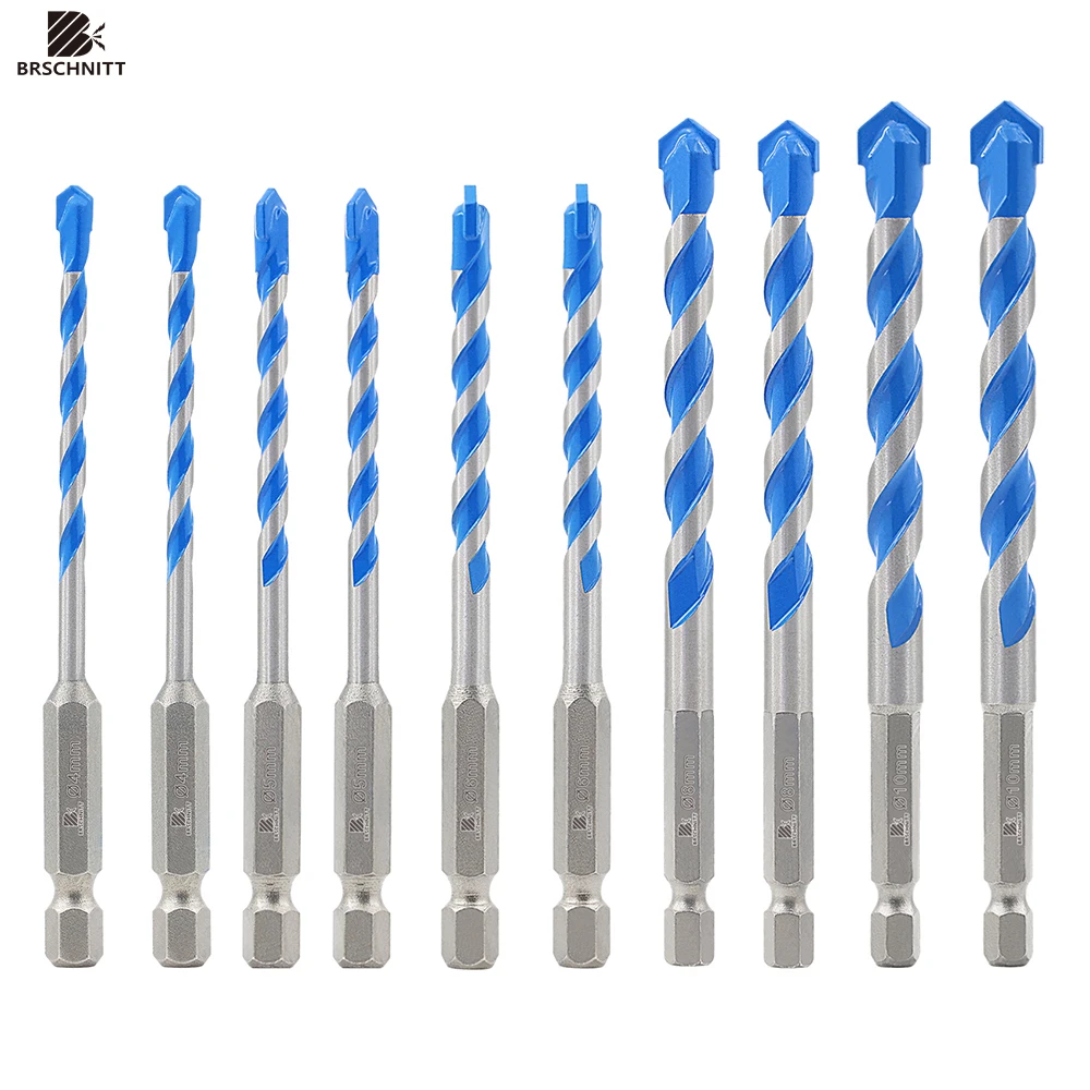 

BRSCHNITT Quick Fit-shank Spiral Tungsten Kingpin Drill Bit for Brick Concrete Wood Ceramic Marble Glass Spiral Groove Drill Bit