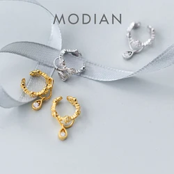 Modian Sparkling Zircon C-Shape Noble Clips Earring for Women Fashion 925 Sterling Silver Earring Fine Jewelry Dont Pierced Ears