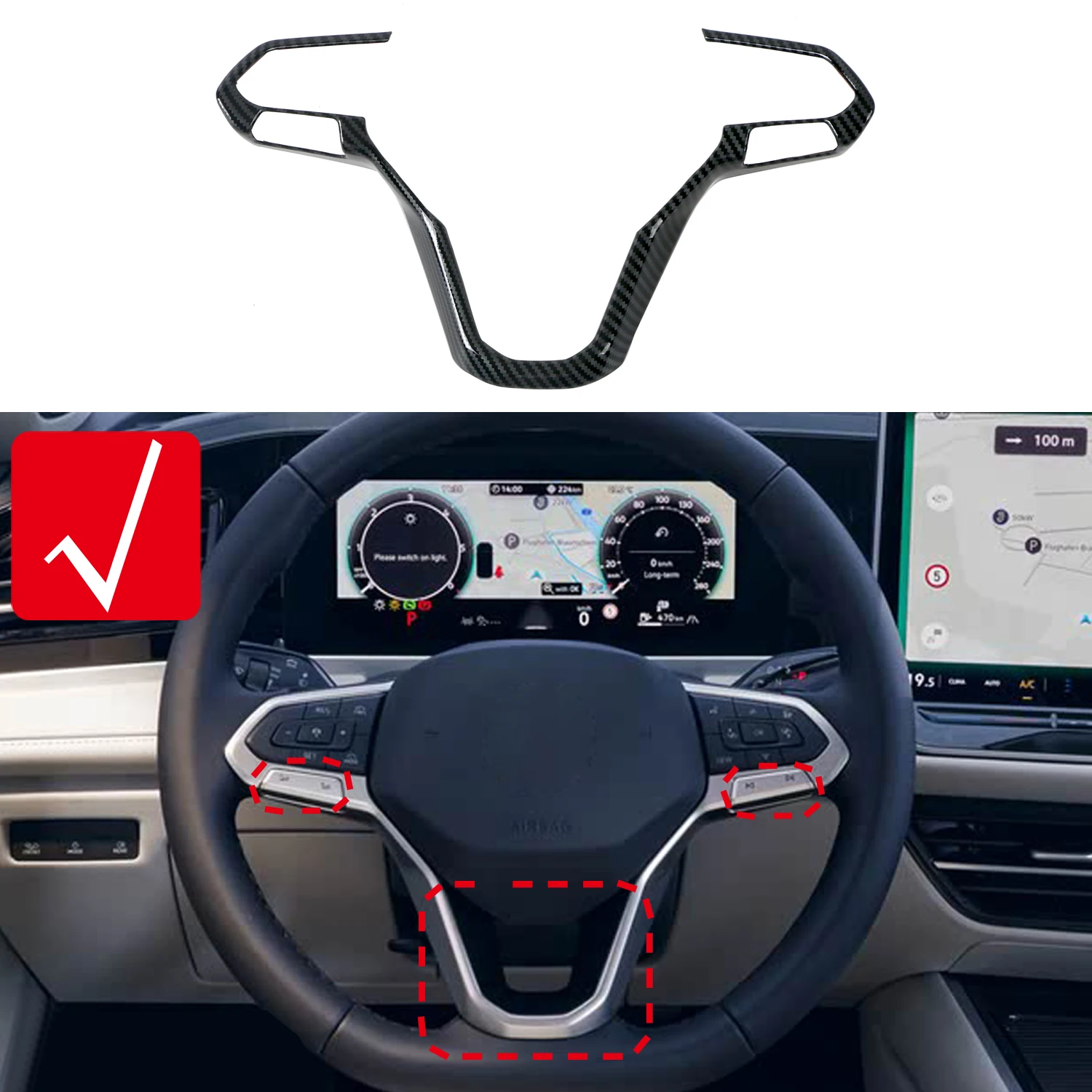 

for VW Volkswagen Passat (B9) 2024 2025/ Golf Mk8 2020-2025 Car Accessories Steering Wheel Cover Trim, Not for R/ GTI Version