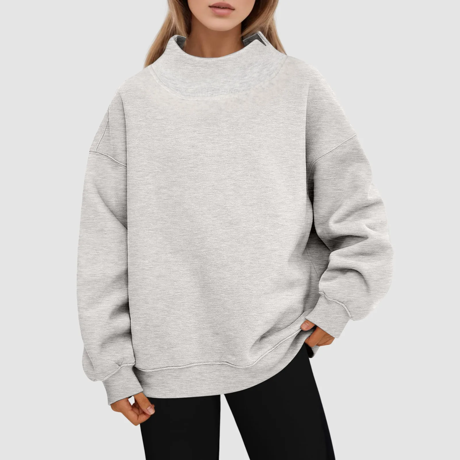 NEW Oversized Turtleneck Sweatshirts Korean Fashion Pullovers Solid Tops Autumn Long Sleeve Loose Casual Sweatshirt Streetwear