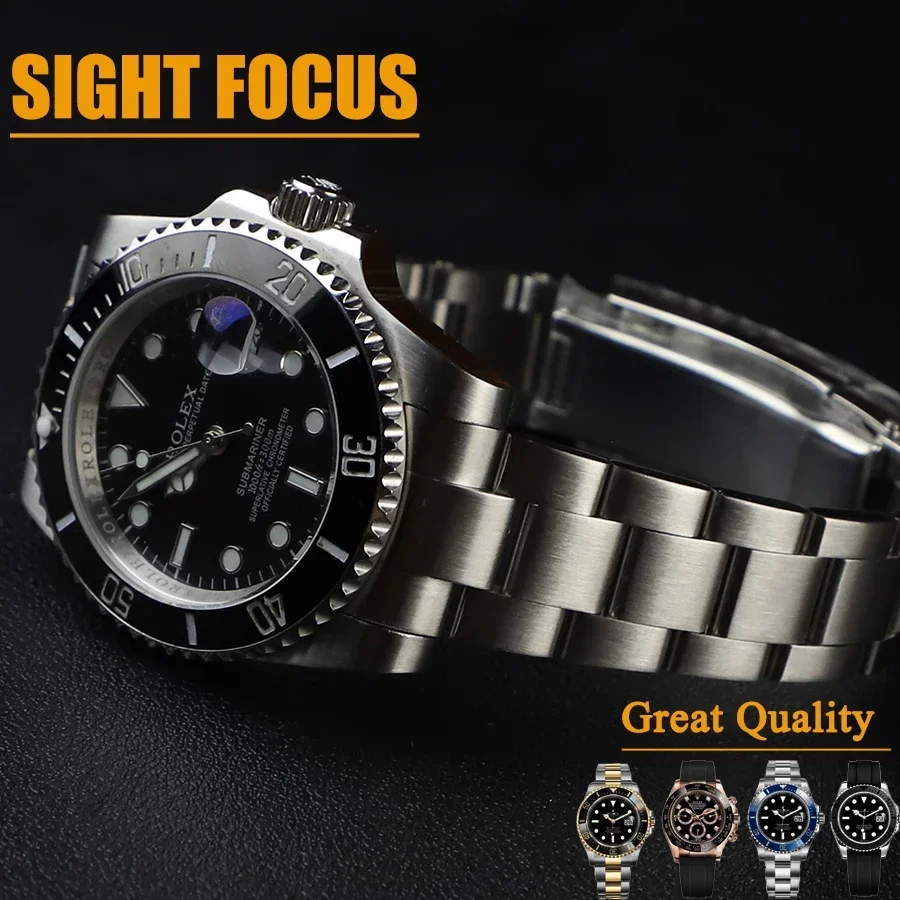 Adjustable Glidelock Watch Bands for Rolex Submariner Daytona Water Ghost Explore II Oyster Watch Strap Stainless Steel Bracelet