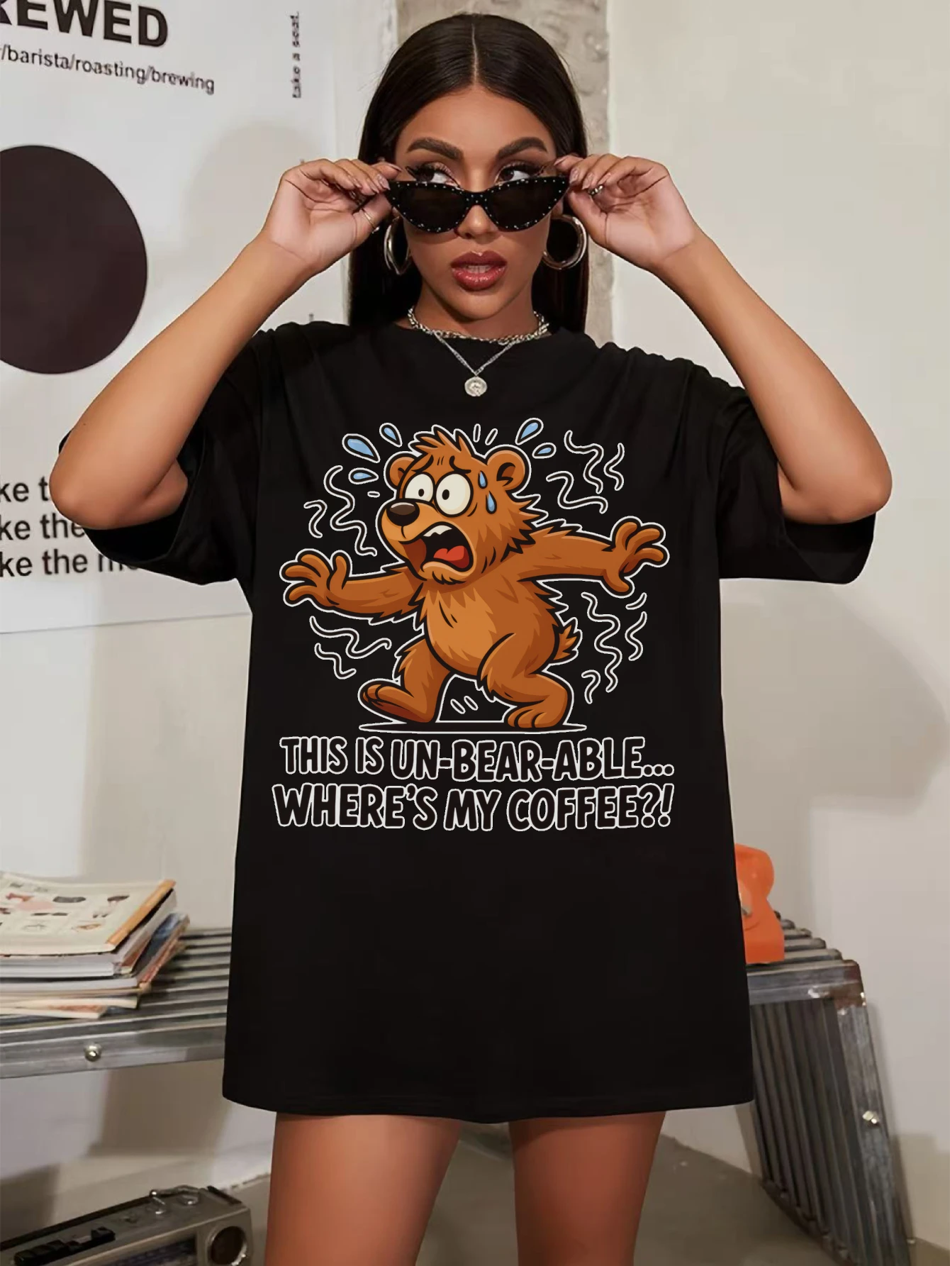 

Мягкая и удобная черная рубашка с круглым вырезом с забавными цитатами животных для женщин, осенняя одежда больших размеров, идеальная осень на Хэллоуин