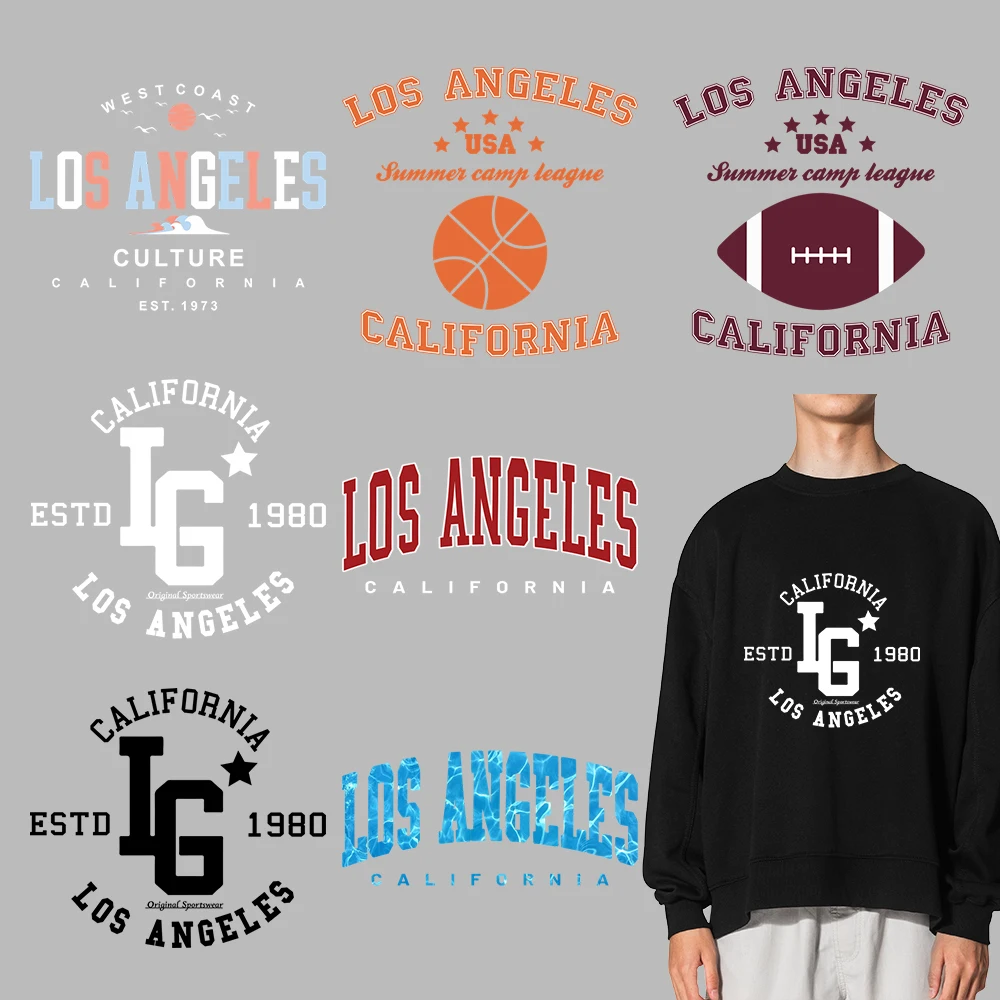 Ig Los Angeles Letter Iron Transfer Sticker Health No Smell Diydecals Iron-On Patches For Pillow Case Washable Applique Decor
