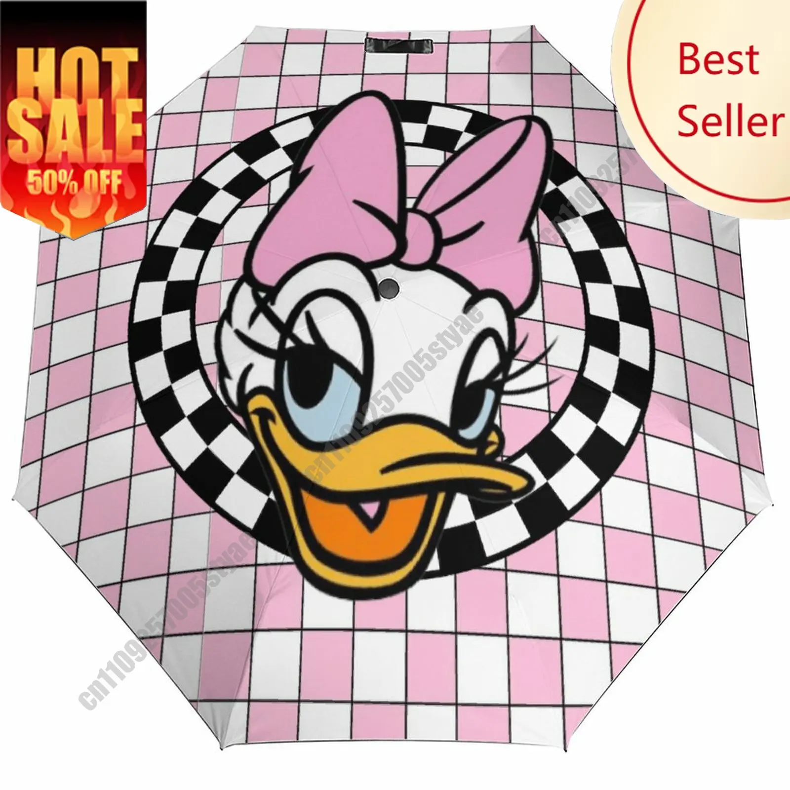 

Daisy Duck Umbrella Disney Cartoon 3 Fold Auto Suitable Both Sunny Rainy Days Decoration Gifts Decor Custom Umbrella