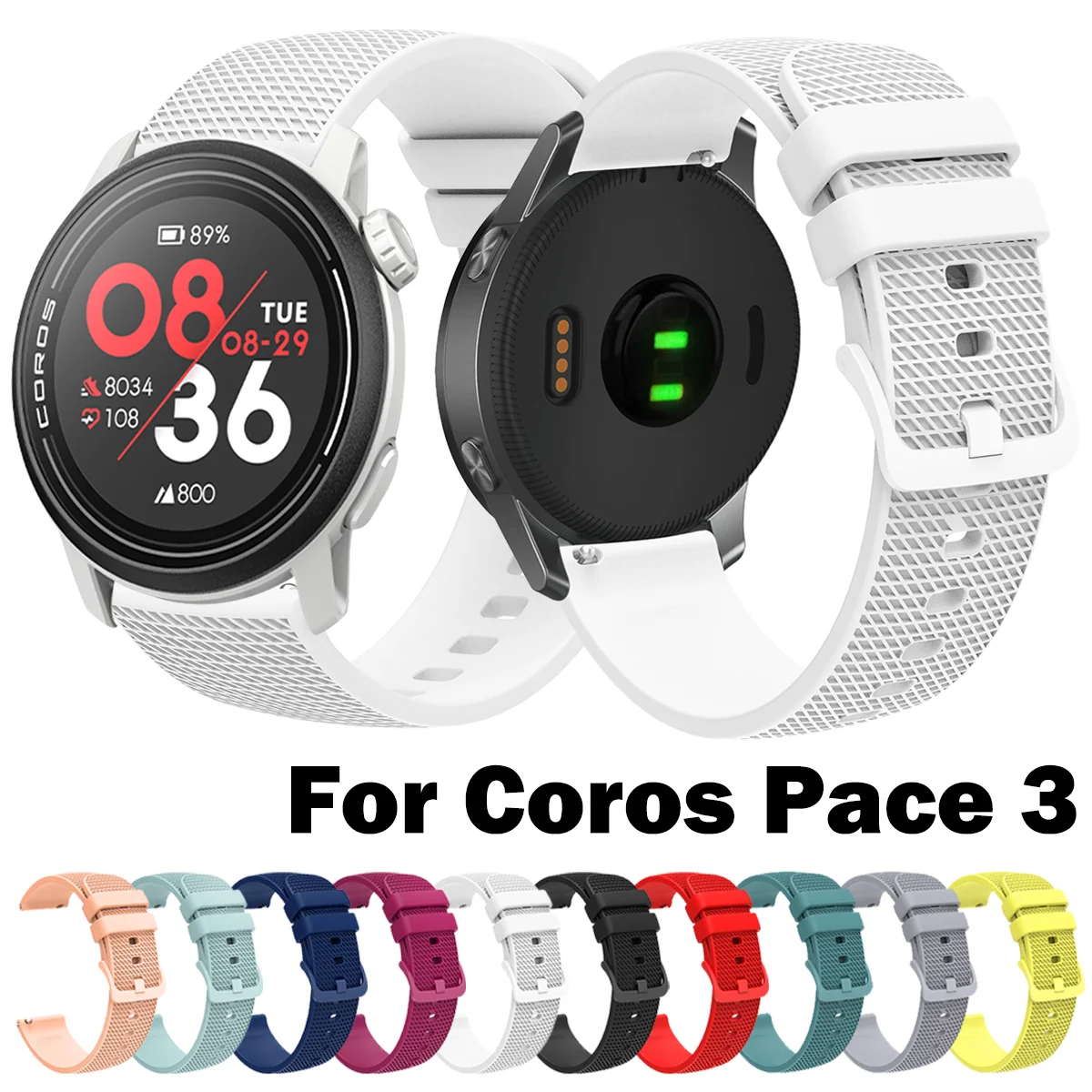 Tali jam tangan silikon untuk COROS PACE 3, tali gelang pengganti 22MM untuk COROS APEX Pro 46MM, tali gelang lembut