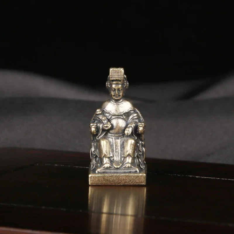 Brass Mazu Statue Handicraft Desktop Decoration Mini Character Bronze Carving Blessing Decoration Bronze Ware Home Decor