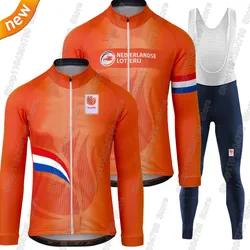 Netherlands Team 2026 Cycling Jersey Set Summer Dutch National Suit Orange Long Sleeve MTB Bike Road Pants Bib Ropa Maillot