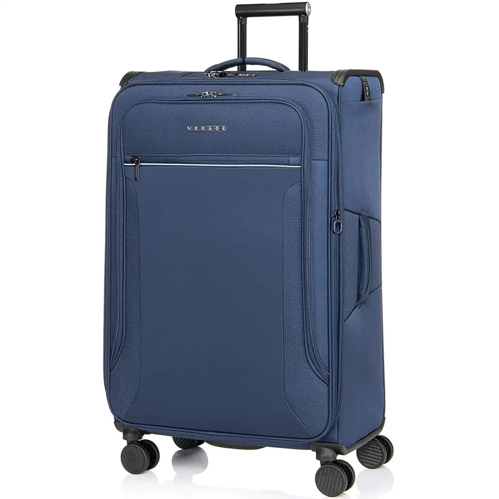 

Expandable Spinner Suitcase, Lightweight with Luggage Strap, Unisex, Navy, Checked, Large 29-Inch