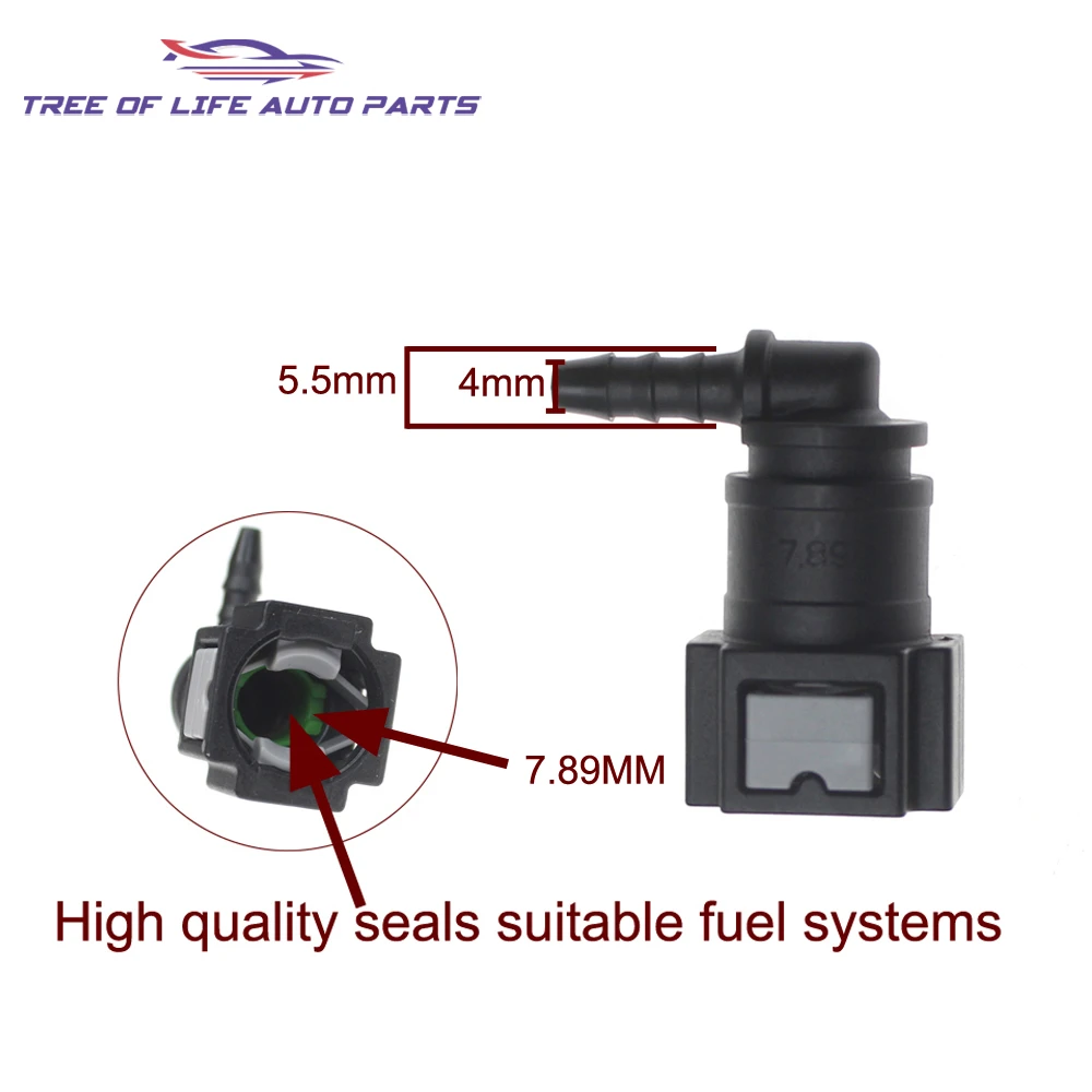 2/5/10x 7.89 ID4 90° Auto Fuel Line Hose Coupler Quick Release Connect Connector Fuel Line Rubber Hose Coupler Carburetor Part - view 2