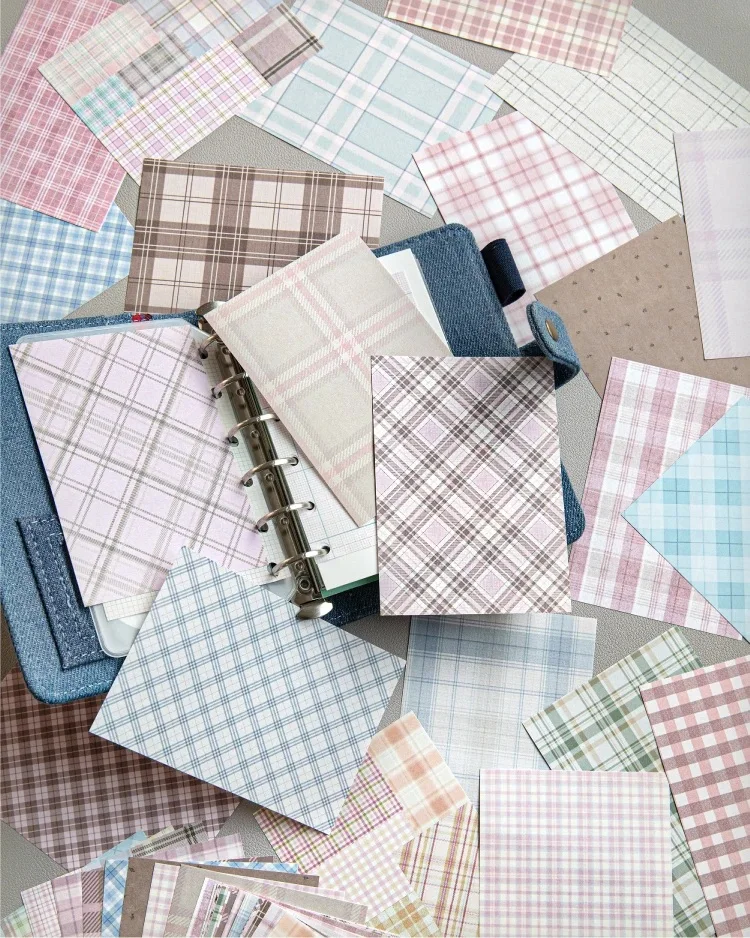 50 Stück Kreatives Kariertes Dekor-Scrapbook Vintage Materialpapier-Set DIY Junk Journal Collage Fotoalbum Retro Hintergrundpapier – Detail 9