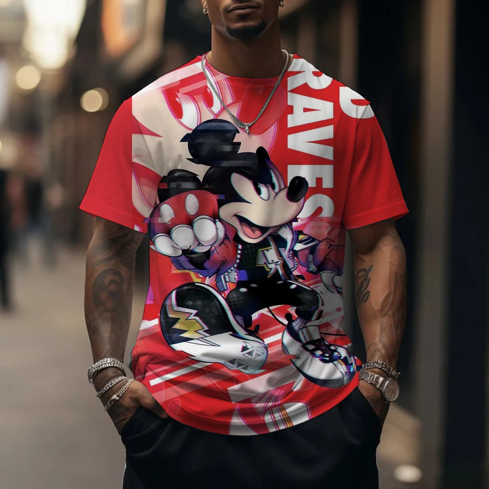 

Summer Men's Disney Mickey Mouse funny print T-Shirt Short Sleeved T-Shirt for Men Streetwear Quick Drying T-Shirts Crew Neck
