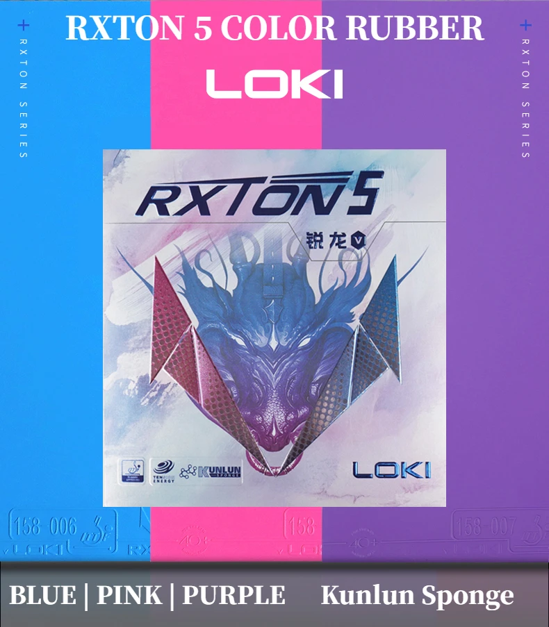 

LOKI RXTON 5-цветная серия, накладка для настольного тенниса для ракеток, липкие прыщи, одобренная ITTF, розовая/синяя/фиолетовая резина для пинг-понга