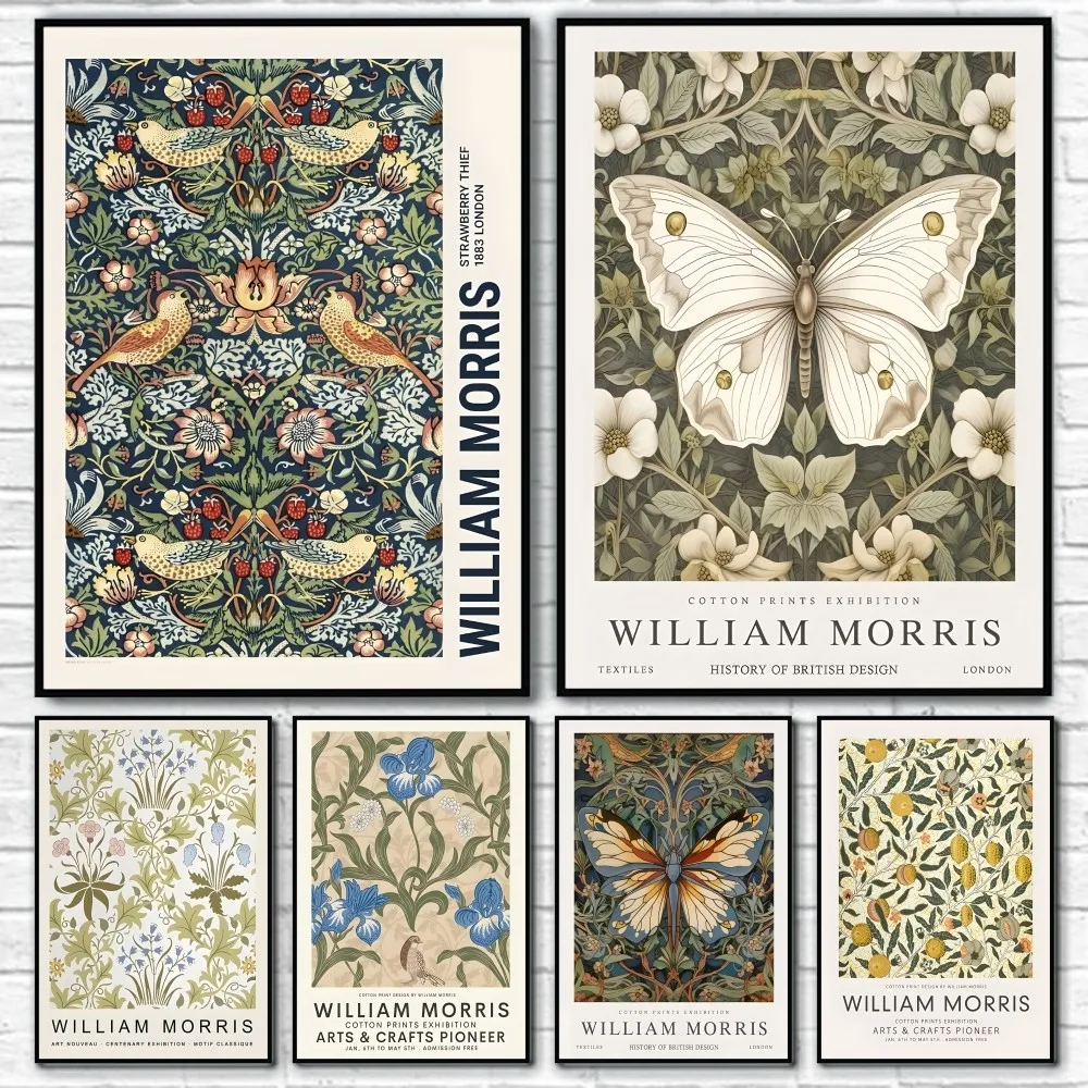 

Vintage William Morris Butterfly Poster Sticky Wall Art Printing Waterproof Home Living Bed Room Bar Hallway Aesthetic Decor
