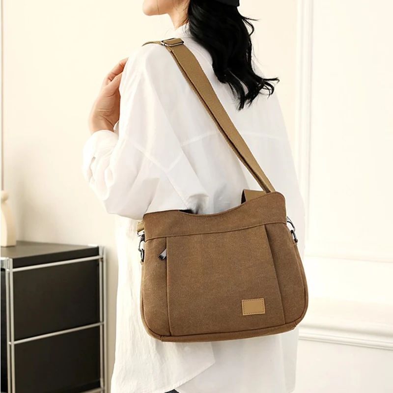 

Tiptoegirls Vintage Canvas Crossbody Bag for Women Casual Shoulder Messenger Bag with Multiple Pocket Lightweight Daily Handbags