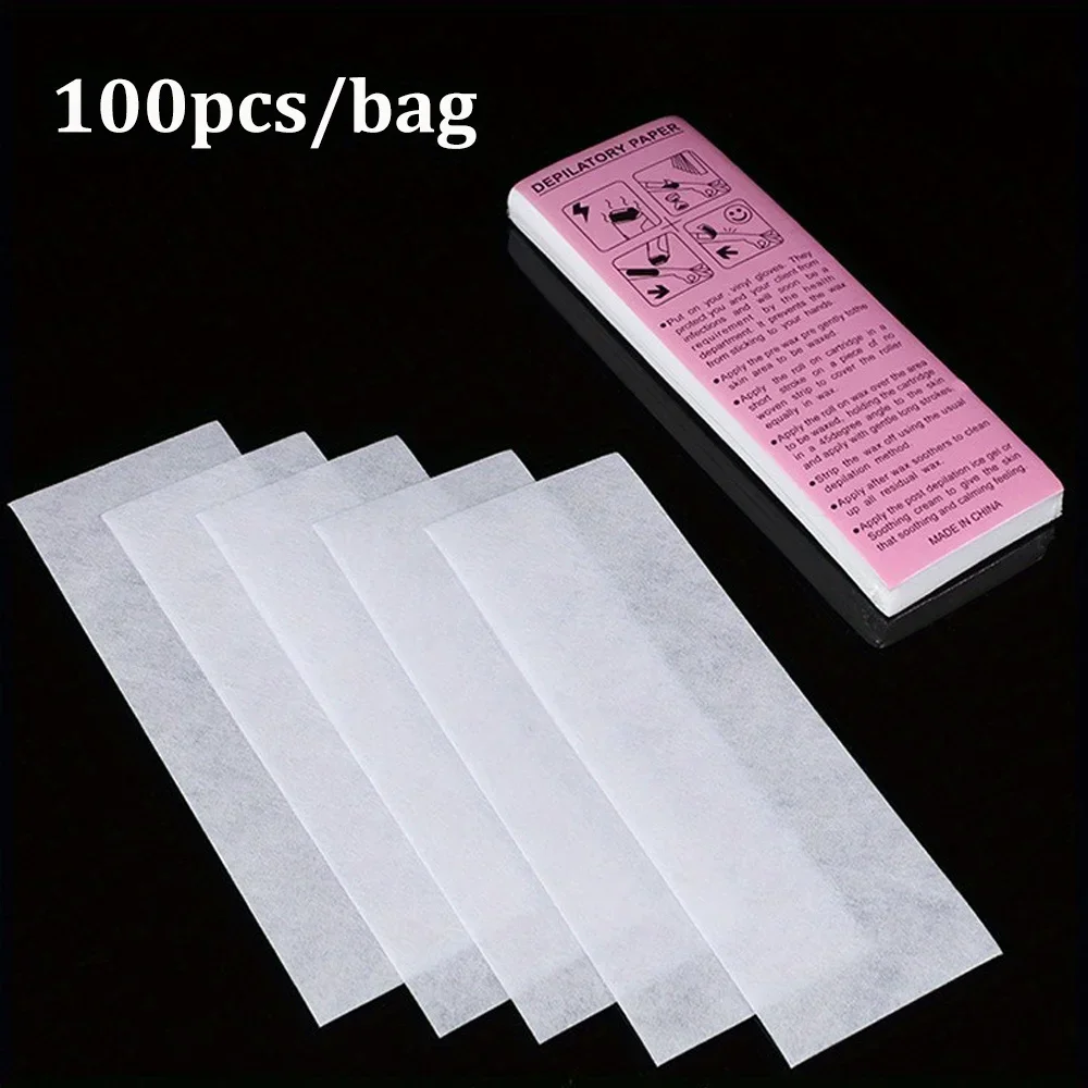 Nonwoven Body Hair Remove Wax Paper 100pcs/bag Disposable Wooden Hair Removal Stick 100g Hard Wax Beans Body Hair Removal Set