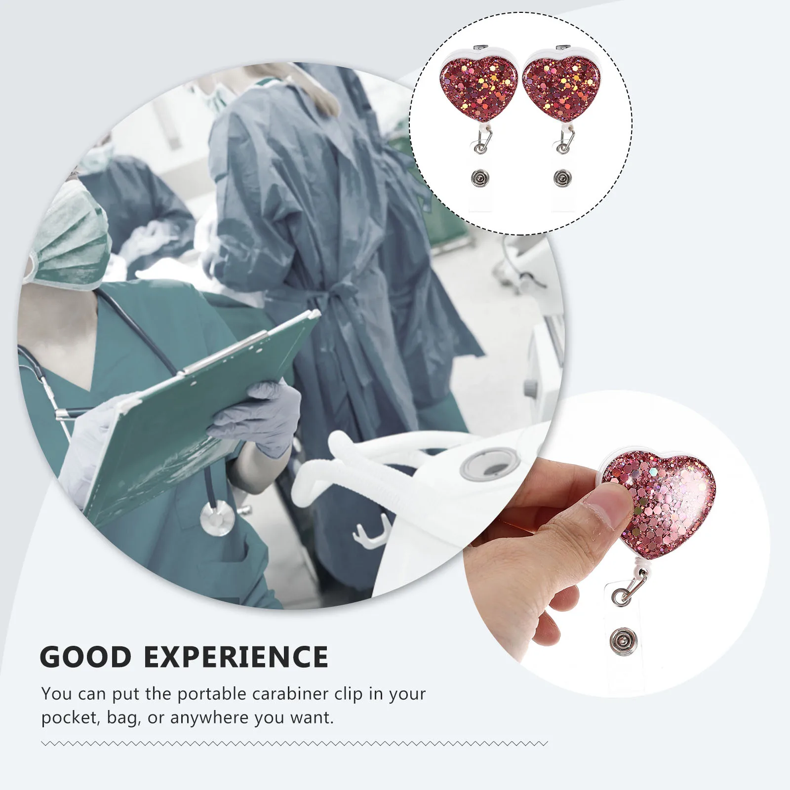 

2Pcs Heart-Shaped Cards Buckles Reliable Material Long-Lasting Name Badge Clips for Office School Hospital Environment