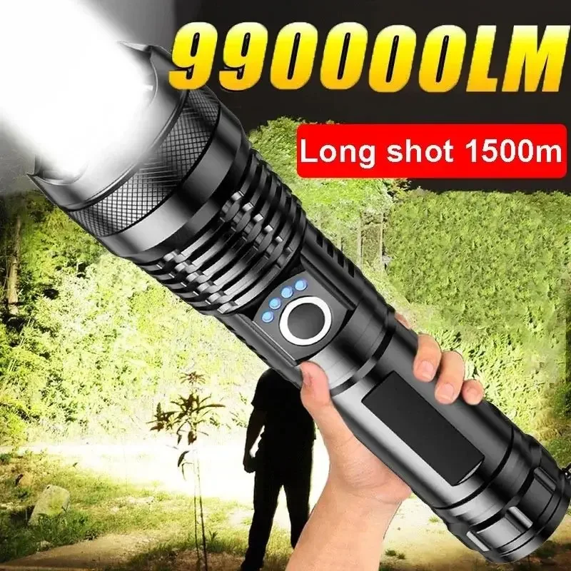 Most Powerful XHP50 LED Flashlight 18650 Rechargeable USB Torch Light  Flashlights High Power Long Range Tactical Lantern - AliExpress 39