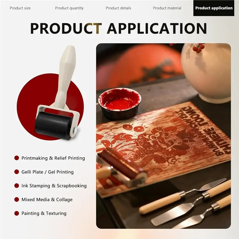 【PUBLICITY】3 أحجام بكرات مطاطية و6 عبوات من أسطوانة براير المطاط مع 3 كاشطات لصنع الطباعة وخلفية الحبر وختم الإلتصاق