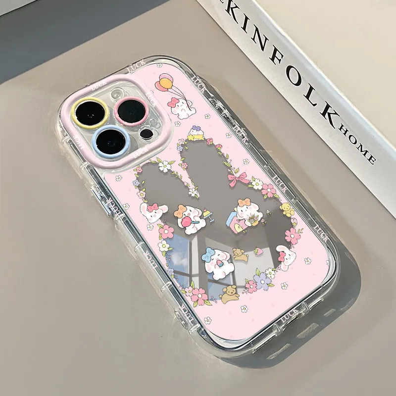 Niedliche Hasenohren Air Cushion Spiegel Handyhülle für iPhone 17 15 14 16 Pro Max 13 12 11 Pro XR XS 7 8 Plus 17Air Süße Mädchenhülle – Detail 8